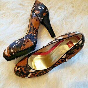 Elaine Turner Women's Pumps Stiletto Heel‎ Round Toe Slip On Leopard Multi 6.5